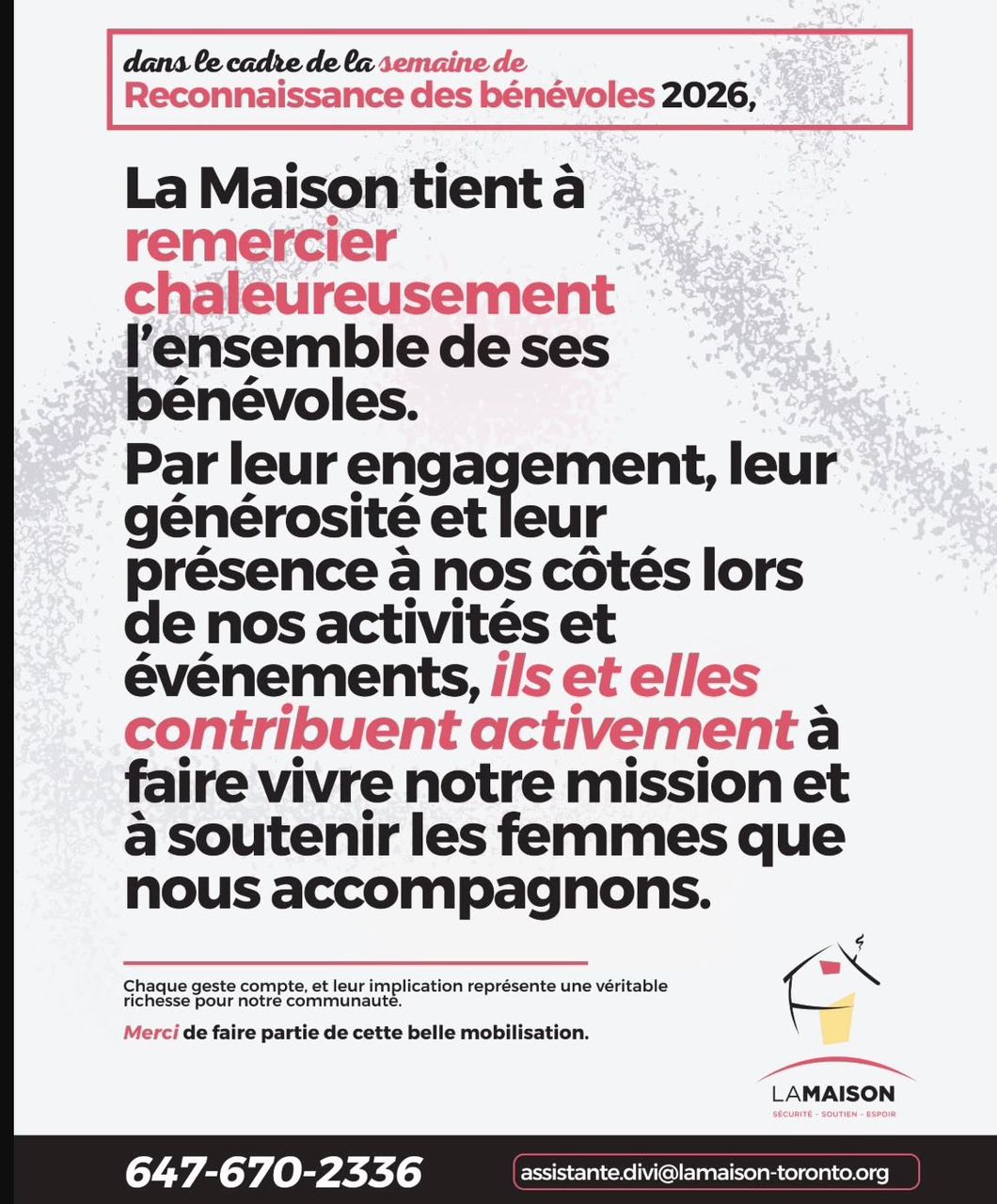 Hommage à nos bénévoles